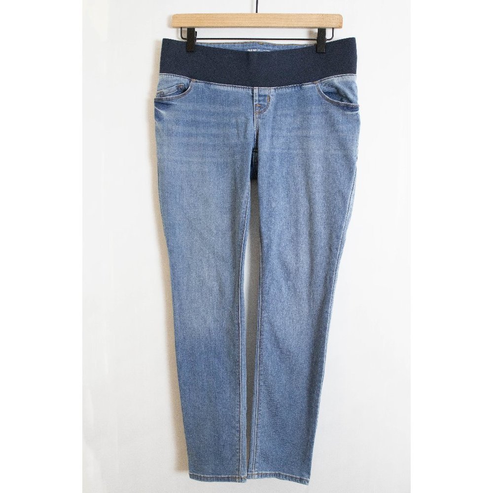 Old Navy Maternity Stretch Denim Jeans - Light Blue Wash - 6 - Elastic Panel
